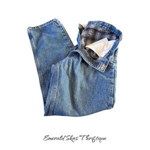 Carhartt B172 DST Flannel Lined Jeans Mens 36x32 Blue Denim Straight Workwear